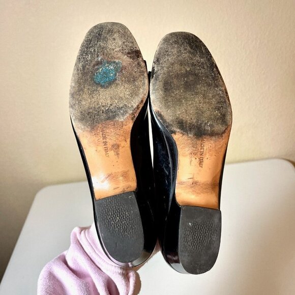 Salvatore Ferragamo Varina Ballet Flats Womens 4.5 B Blac Patent Leather Bow - Picture 5 of 10